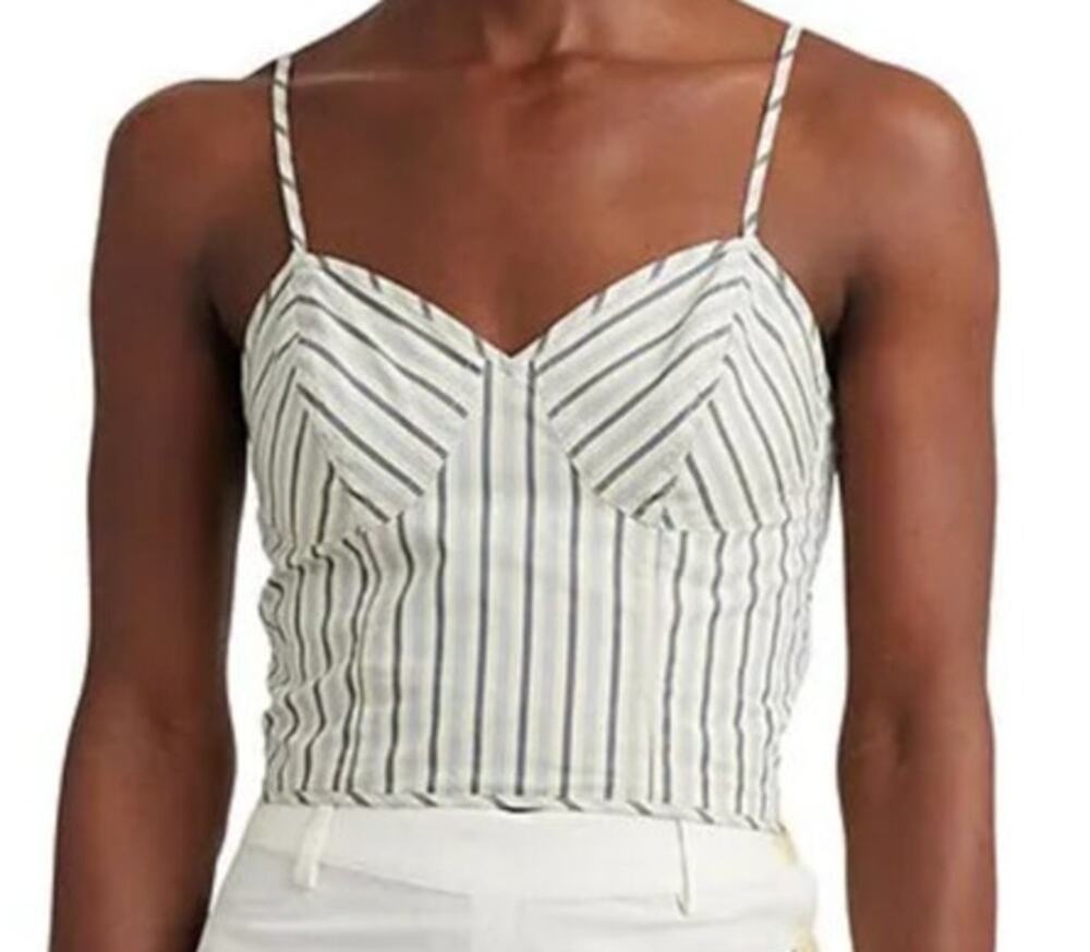 Lauren Ralph Lauren top stripe v neck sleeveless blouse size 14